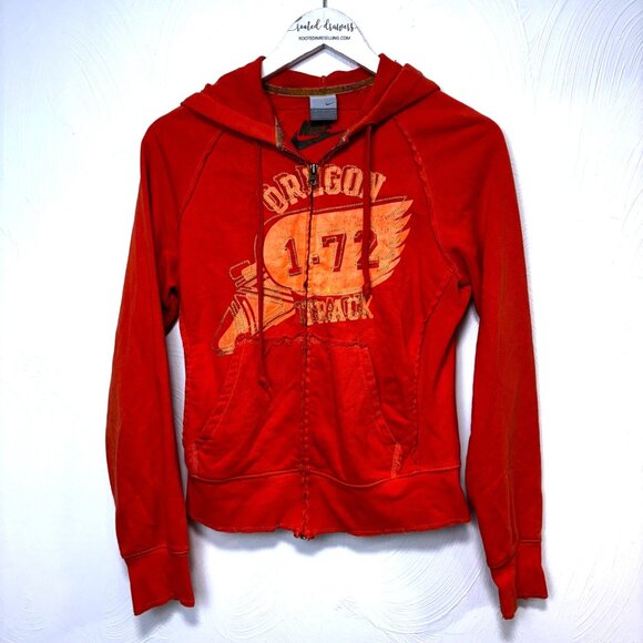Nike Tops - Nike Track Jacket Sweatshirt Full Zip Hoodie Red Orange Oregon Long Sleeve Women